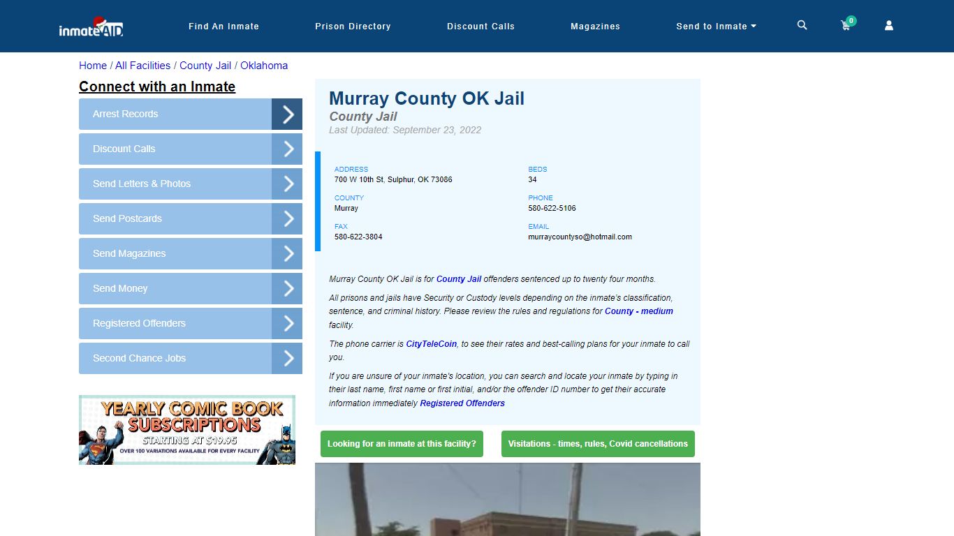 Murray County OK Jail - Inmate Locator - Sulphur, OK