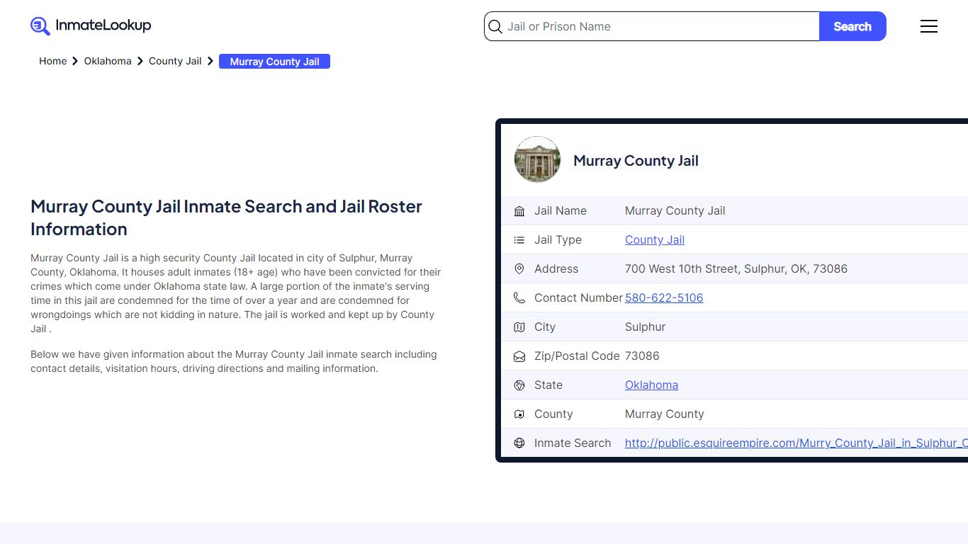 Murray County Jail Inmate Search and Jail Roster Information